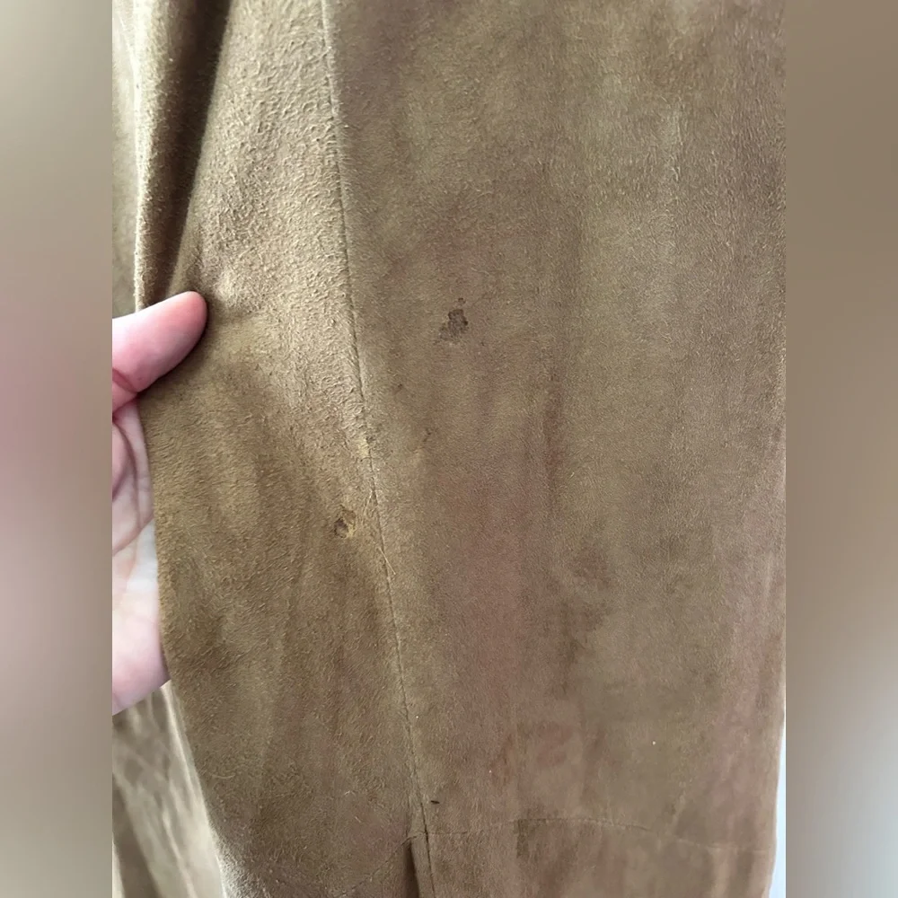 Vakko Vintage Suede Leather Skirt Long Lined Sz S Elastic Stretch Waist